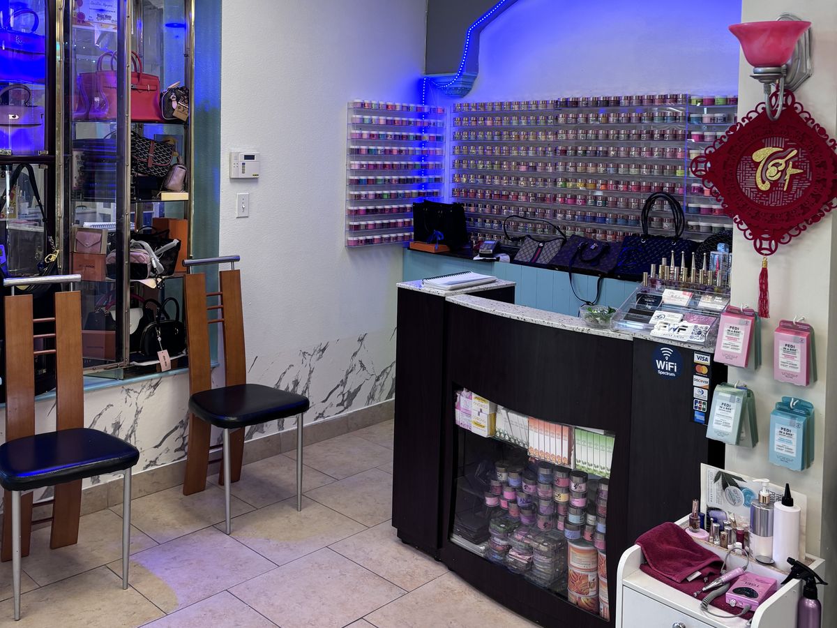 Front desk and colour display at NY Nails Spa