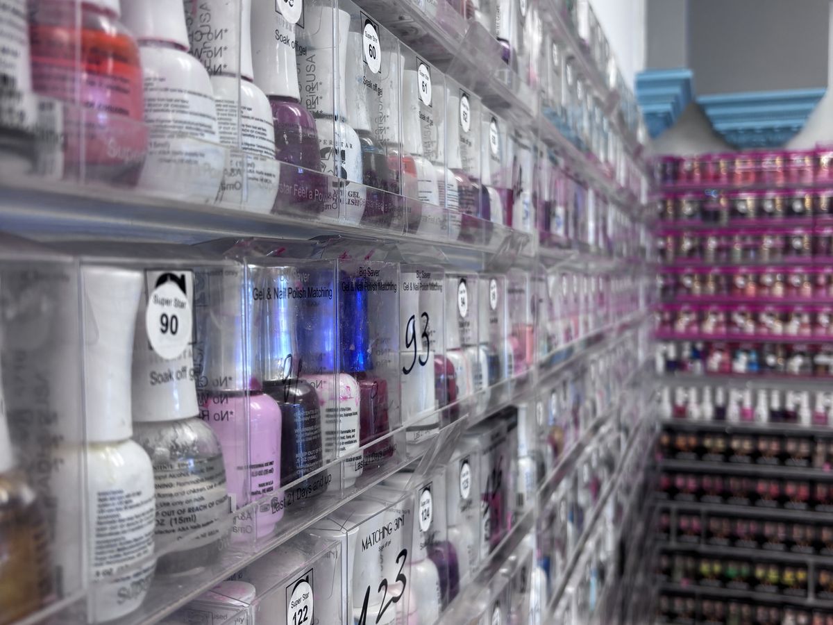 Nail polish wall at NY Nails Spa